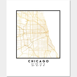 CHICAGO ILLINOIS CITY STREET MAP ART Posters and Art